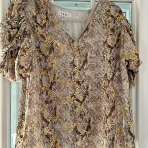 THML Gold and Brown Snake Print Blouse